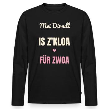 Mei Dirndl is z’kloa für Zwoa Schwanger Volksfest - Männer Premium Bio Langarmshirt - Schwarz - Vorne - Nico (187cm)