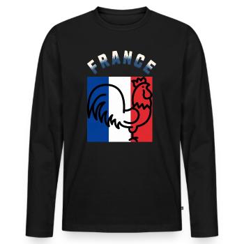 Coq et Tricolore: Art France - T-shirt manches longues Premium bio Homme - noir - Devant - Nico (187cm)