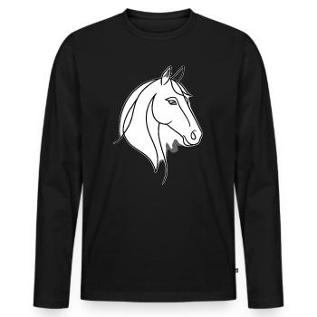 Line art horse - Men's Premium Organic Long Sleeve Shirt - black - Front - Nico (187cm)