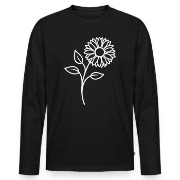Sonnenblume One Line Blumenmotiv - Männer Premium Bio Langarmshirt - Schwarz - Vorne - Nico (187cm)