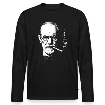 Sigmund Freud smoking cigar - Men's Premium Organic Long Sleeve Shirt - black - Front - Nico (187cm)