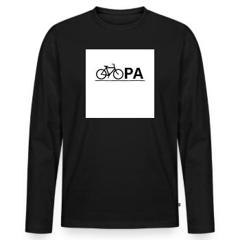 T-shirt vélo pour grand-père - T-shirt manches longues Premium bio Homme - noir - Devant - Nico (187cm)