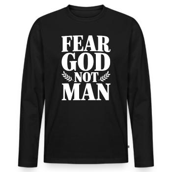 Craignez Dieu Pas Homme - T-shirt manches longues Premium bio Homme - noir - Devant - Nico (187cm)