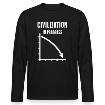 Civilization In Progress (Zivilisation / White) - Männer Premium Bio Langarmshirt - Schwarz - Vorne - Nico (187cm)
