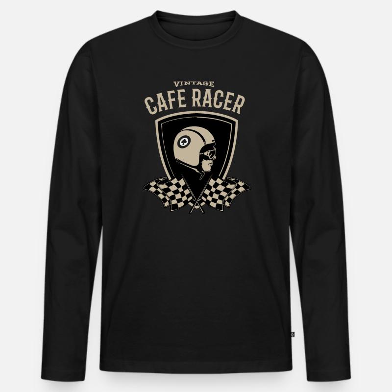 Cafe Racer Logo - Männer Premium Bio Langarmshirt - Schwarz