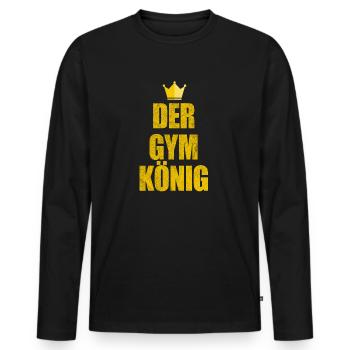 The Gym King gym - Men's Premium Organic Long Sleeve Shirt - black - Front - Nico (187cm)