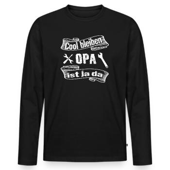 Opa - Männer Premium Bio Langarmshirt - Schwarz - Vorne - Nico (187cm)