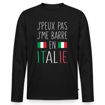 J'peux Pas J'me Barre En Italie - T-shirt manches longues Premium bio Homme - noir - Devant - Nico (187cm)