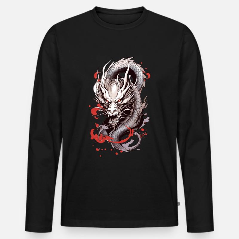Japanischer Drache - Männer Premium Bio Langarmshirt - Schwarz