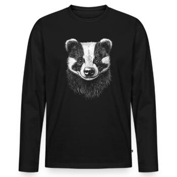 Badger Portrait Forest Animal Forest Wild Animal Badger - Men's Premium Organic Long Sleeve Shirt - black - Front - Nico (187cm)