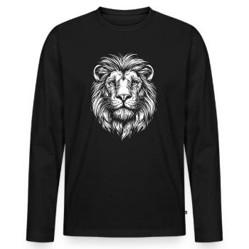 Portrait de lion, faune, Afrique, animaux - T-shirt manches longues Premium bio Homme - noir - Devant - Nico (187cm)