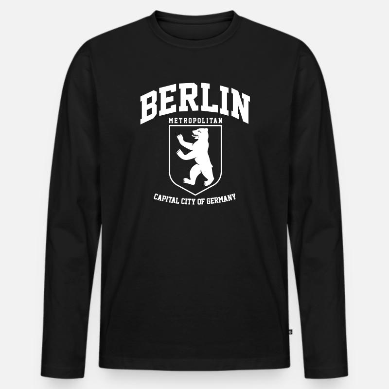 BERLIN COLLEGE DESIGN - Männer Premium Bio Langarmshirt - Schwarz