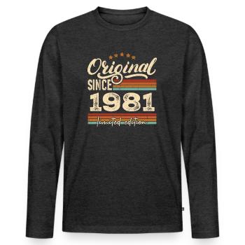 Original 1981 Jahrgang - 1981 Geburtstagsgeschenk - Männer Premium Bio Langarmshirt - Anthrazit meliert - Vorne - Nico (187cm)