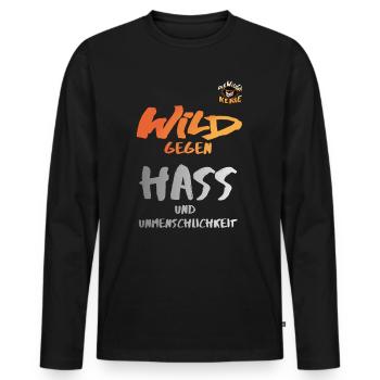 Die Wilden Kerle Wild Gegen Hass Statement Design - Männer Premium Bio Langarmshirt - Schwarz - Vorne - Nico (187cm)