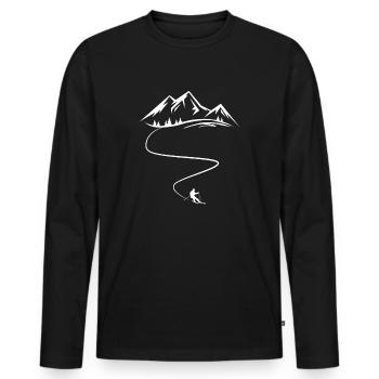 Ski ski ski ski montagnes neige courbes - T-shirt manches longues Premium bio Homme - noir - Devant - Nico (187cm)
