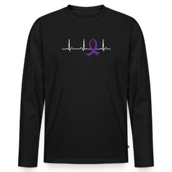 Herzschlagimpuls Von EKG Crohn - Männer Premium Bio Langarmshirt - Schwarz - Vorne - Nico (187cm)