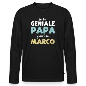 Dieser Geniale Papa Gehört Zu Marco - Männer Premium Bio Langarmshirt - Schwarz - Vorne - Nico (187cm)