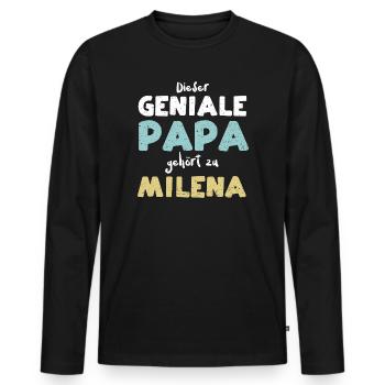 Dieser Geniale Papa Gehört Zu Mi... - Männer Premium Bio Langarmshirt - Schwarz - Vorne - Nico (187cm)