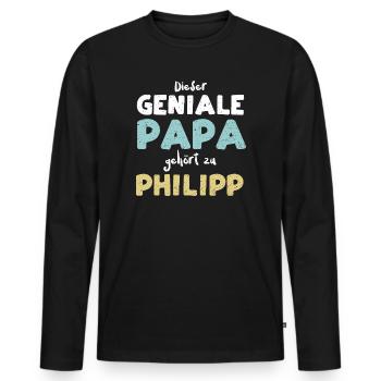 Dieser Geniale Papa Gehört Zu Ph... - Männer Premium Bio Langarmshirt - Schwarz - Vorne - Nico (187cm)