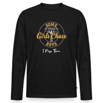Certaines filles chassent les garçons Je les dépasse - T-shirt manches longues Premium bio Homme - noir - Devant - Nico (187cm)