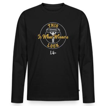 This Is What Winners Look Like - Männer Premium Bio Langarmshirt - Schwarz - Vorne - Nico (187cm)
