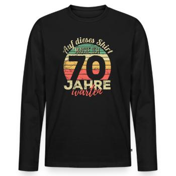 Auf dieses Shirt musste ich 70 Jahre warten - 70. - Männer Premium Bio Langarmshirt - Schwarz - Vorne - Nico (187cm)