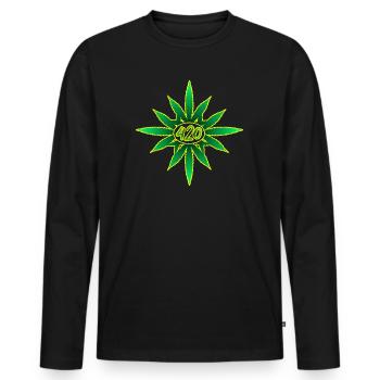 420 Cannabis - Hanf - Marihuana - Weed - Marijuana - Männer Premium Bio Langarmshirt - Schwarz - Vorne - Nico (187cm)
