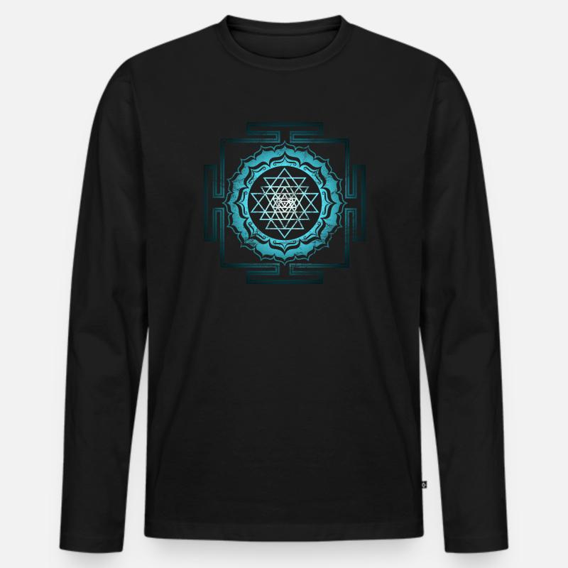 Shri Yantra - Männer Premium Bio Langarmshirt - Schwarz