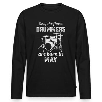 Drummers Born In May Birthday Drummer - Men's Premium Organic Long Sleeve Shirt - black - Front - Nico (187cm)