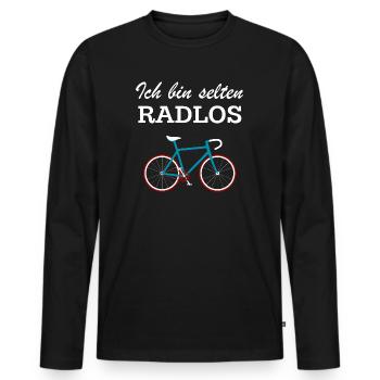 Ich Bin Selten Radlos Fahrrad Rennrad Rad Retro - Männer Premium Bio Langarmshirt - Schwarz - Vorne - Nico (187cm)