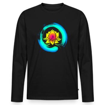 Enso Zen Circle Lotus Blossom Meditation Japan Yoga - Men's Premium Organic Long Sleeve Shirt - black - Front - Nico (187cm)