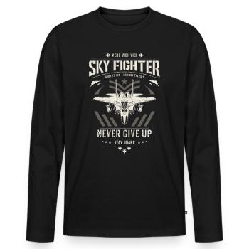 Jet fighter pilot plane jet fighter jet plane - Men's Premium Organic Long Sleeve Shirt - black - Front - Nico (187cm)