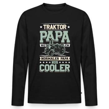 Traktor Papa Cooler Vater - Männer Premium Bio Langarmshirt - Schwarz - Vorne - Nico (187cm)