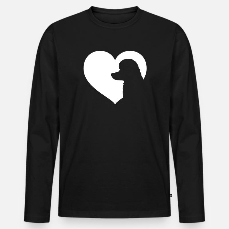 Pudel-Hundeherz-Schattenbild - Pudel - Männer Premium Bio Langarmshirt - Schwarz