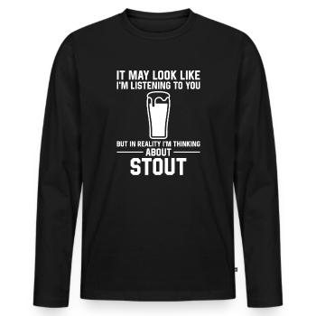 Look, I Listen - Stout - Men's Premium Organic Long Sleeve Shirt - black - Front - Nico (187cm)