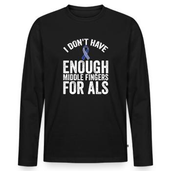 Assez de doigts d’honneur pour la SLA - T-shirt manches longues Premium bio Homme - noir - Devant - Nico (187cm)