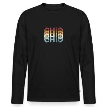 US 70s Retro State Vintage Ohio - Men's Premium Organic Long Sleeve Shirt - black - Front - Nico (187cm)