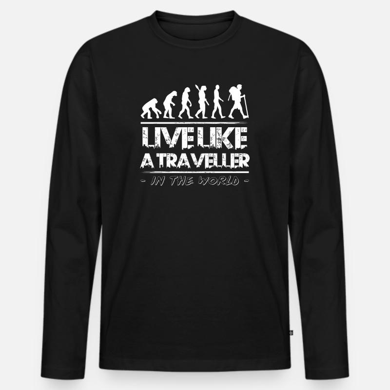 Live Like a Traveller - Männer Premium Bio Langarmshirt - Schwarz