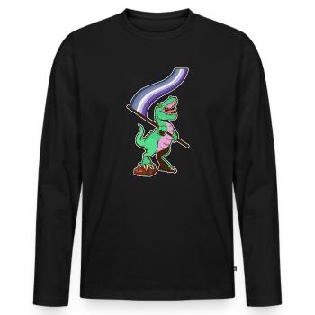 LGBTQ Flag - Dinosaur Butch Lesbian - Men's Premium Organic Long Sleeve Shirt - black - Front - Nico (187cm)