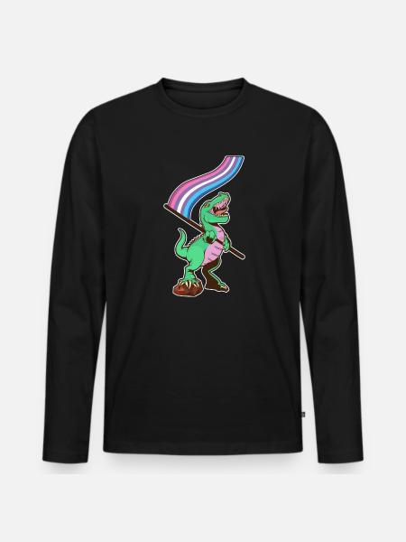 LGBTQ Flag - Dinosaur Bear - Men's Premium Organic Long Sleeve Shirt - black