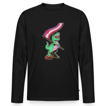 LGBTQ Flag - Dinosaur Lipstick - Men's Premium Organic Long Sleeve Shirt - black - Front - Nico (187cm)
