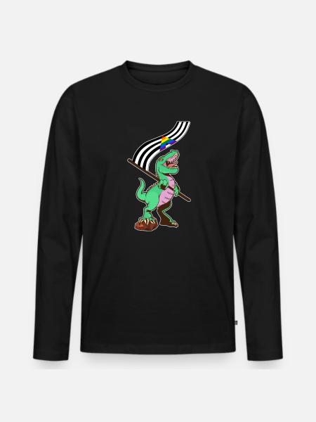 LGBTQ Flag - Dinosaur Straight Ally - Men's Premium Organic Long Sleeve Shirt - black