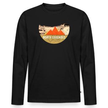 Vintage - North Cascades National Park - Men's Premium Organic Long Sleeve Shirt - black - Front - Nico (187cm)