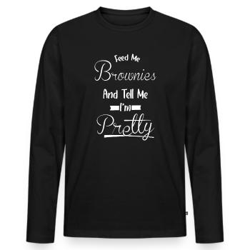 Tell Me, I'm Pretty - Food Brownies - Men's Premium Organic Long Sleeve Shirt - black - Front - Nico (187cm)