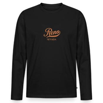 Retro USA Nevada Vintage Reno - Men's Premium Organic Long Sleeve Shirt - black - Front - Nico (187cm)