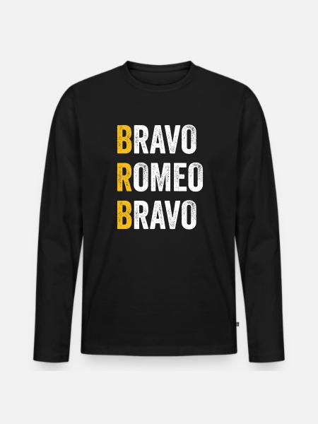 Computer-Chat Bravo Romeo Bravo - BRB - Männer Premium Bio Langarmshirt - Schwarz