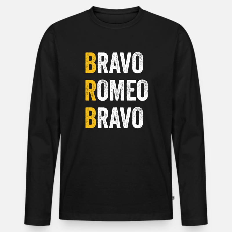 Computer-Chat Bravo Romeo Bravo - BRB - Männer Premium Bio Langarmshirt - Schwarz