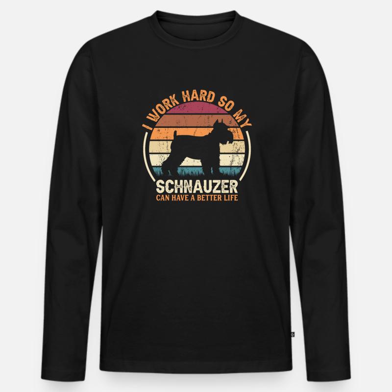 Hart Arbeiten - Retro Schnauzer - Männer Premium Bio Langarmshirt - Schwarz