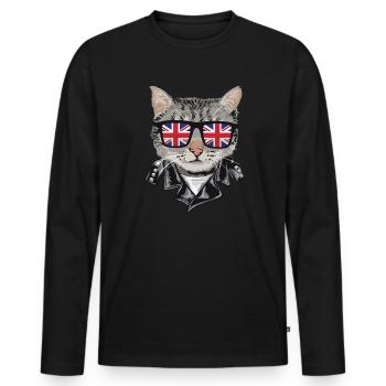 Cats Great Britain Flag Lunettes de soleil - T-shirt manches longues Premium bio Homme - noir - Devant - Nico (187cm)