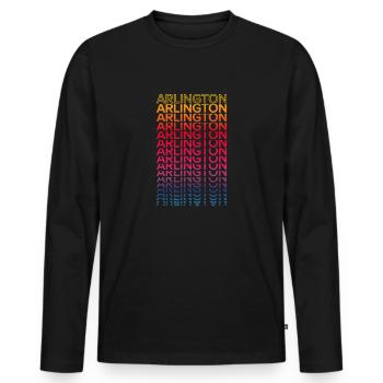 Retro Nostalgic USA City - Rainbow Arlington - Men's Premium Organic Long Sleeve Shirt - black - Front - Nico (187cm)